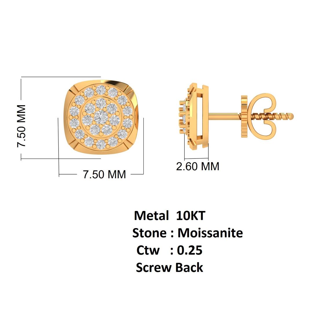 Close-up of PrismGlow moissanite earrings showing screw back design and VVS clarity sparkle