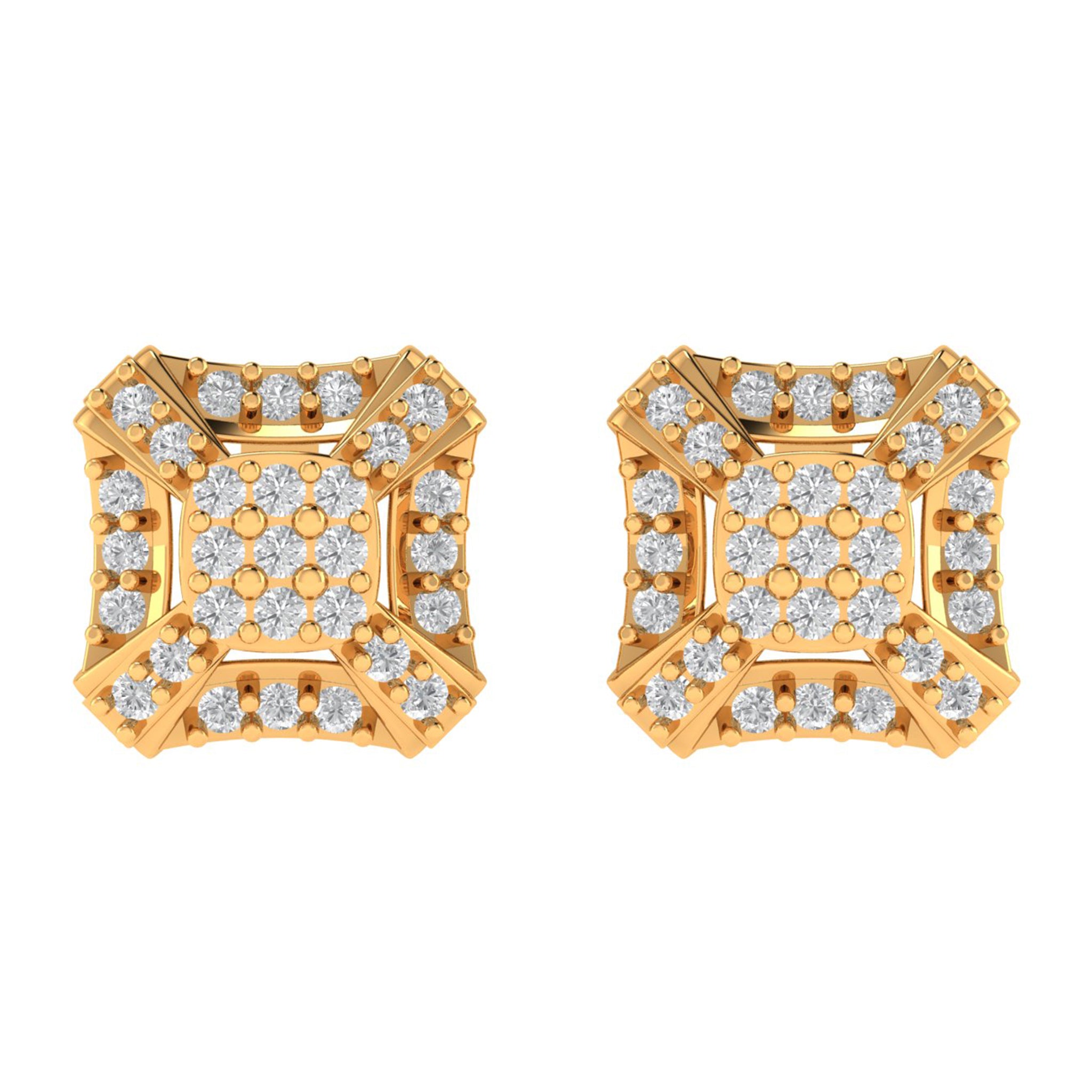 Front view of luxury moissanite stud earrings with secure screw back design