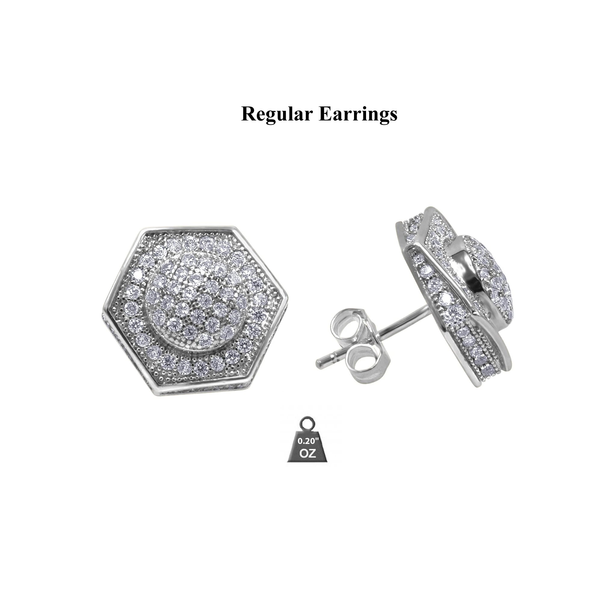 Close-up of stylish sterling silver earrings with push-back clasp