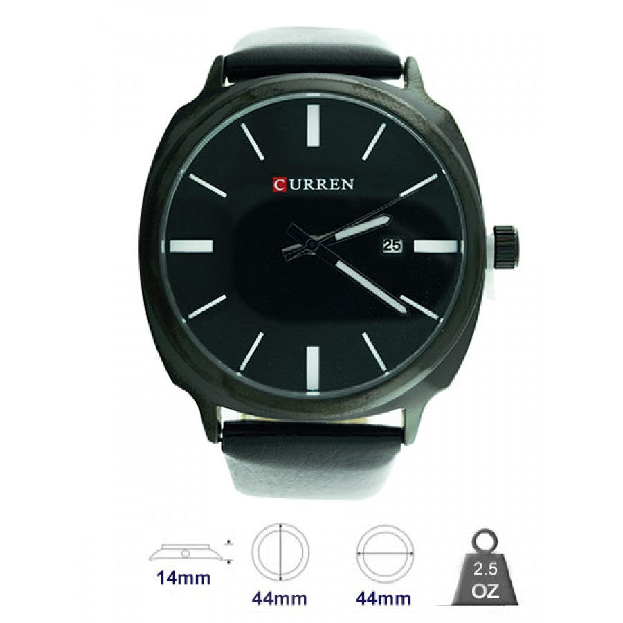 Close-up of the Timeless Men's Classic Leather Dress Watch highlighting its sleek design.