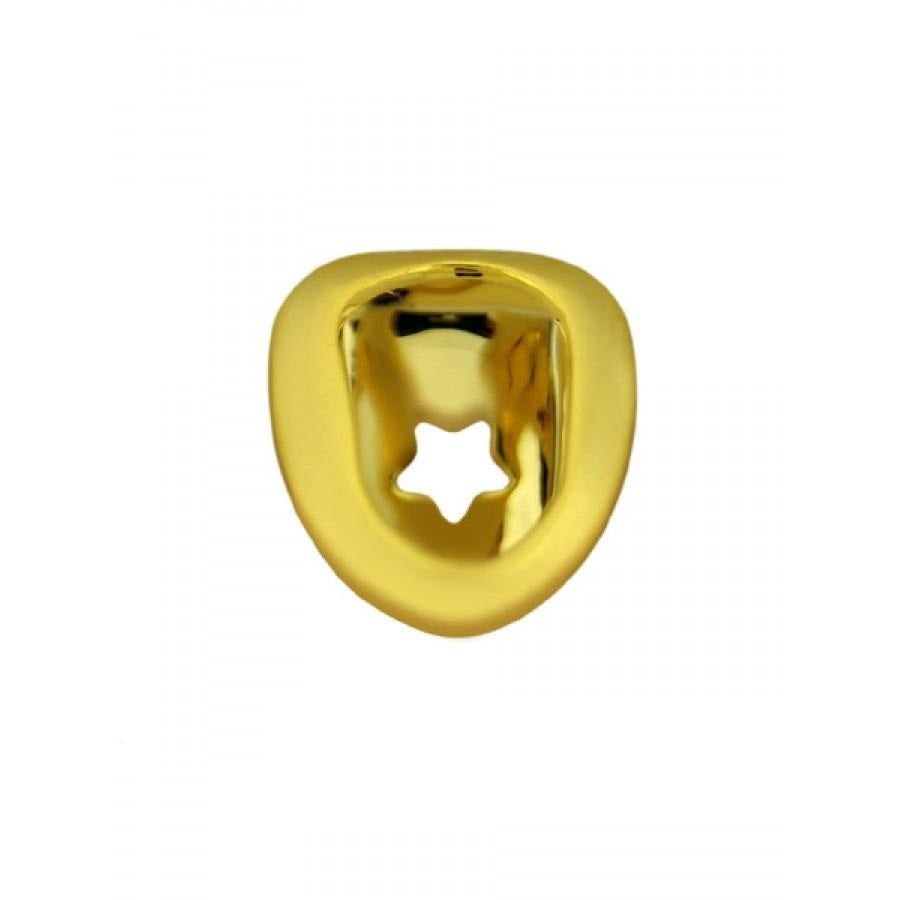 Side view of gold grillz with star symbol design, highlighting premium craftsmanship