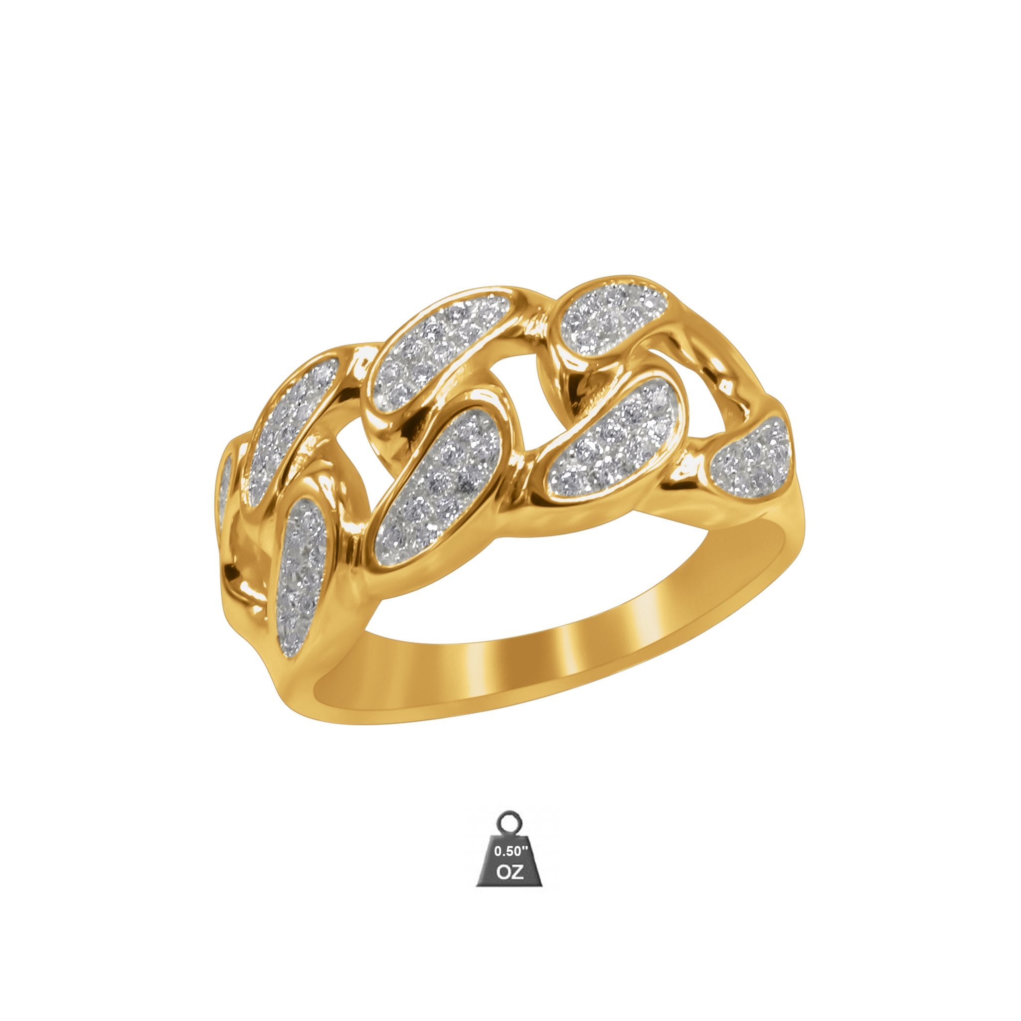 Elegant 925 silver and gold men's ring showcasing a CZ prong set from a side angle.