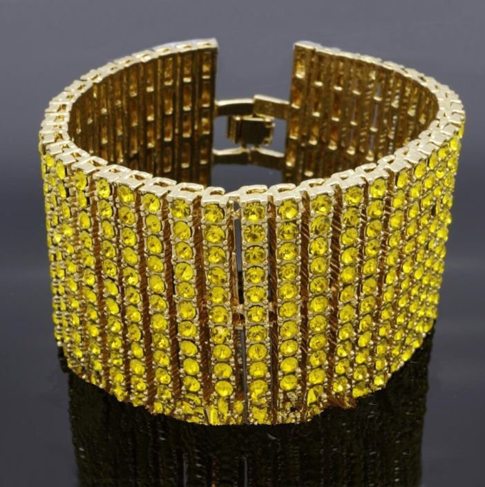 Front view of the DUOD 12 row tennis bracelet highlighting its crystal stones