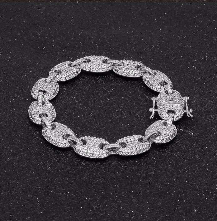 Dazzling rhinestone bracelet on display showcasing its 8MM width and crystal shine.